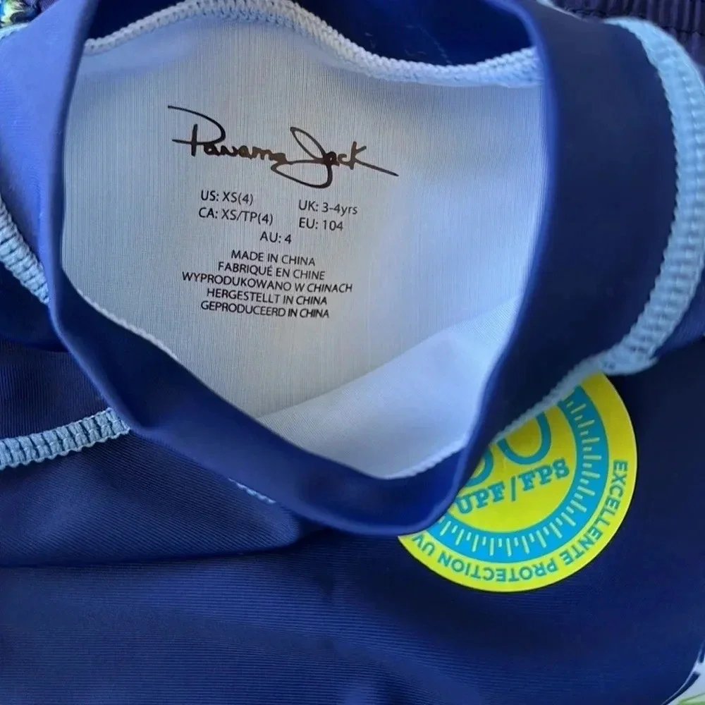 Panama Jack kids swimsuit set  blue with sharks prints size 4(XS) toddlers New